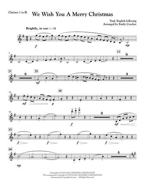 We Wish You A Merry Christmas Bb Clarinet 1 Sheet Music Emily