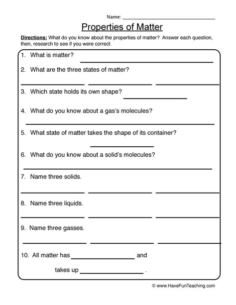 Properties Of Matter Worksheets For Grade 2