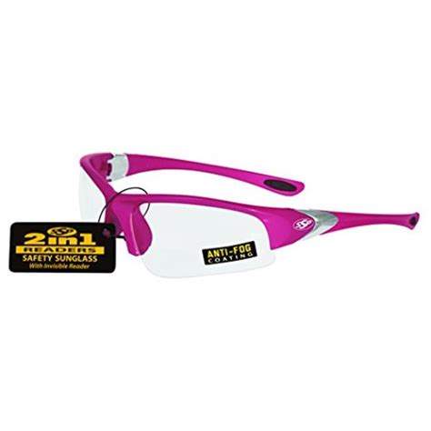 Ssp Eyewear 1 50 Bifocal Reader Safety Glasses With Pink Frames And Clear Anti Fog Lenses