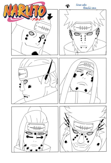 The Six Paths Of Pain Lineart By Eduitachisan On Deviantart