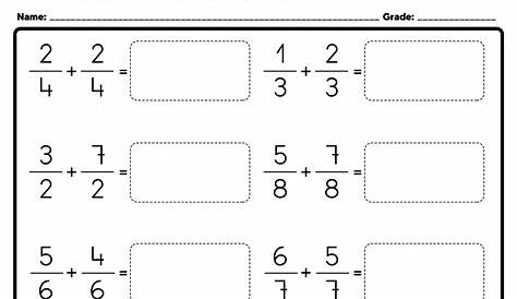 adding fractions with like denominators worksheet