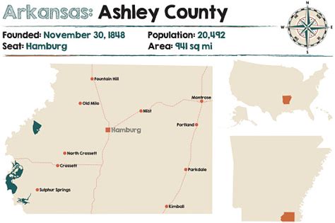 Arkansas Map Of Ashley County Stock Illustration Download Image Now