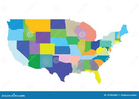Colorful Usa Map With States Stock Vector Illustration Of Sign