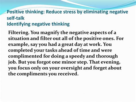 💋 Positive Thinking Reduce Stress By Eliminating Negative Self Talk