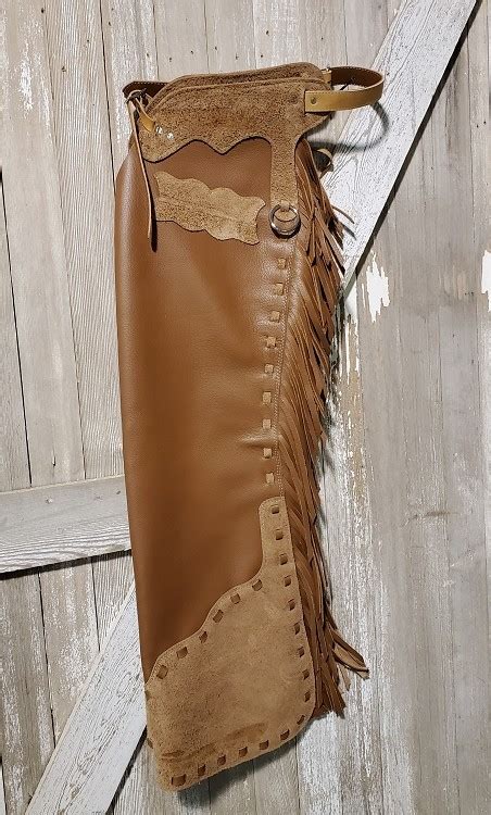 Cowhand Shotgun Chap Made With Earthtone Leather Colors Inside Pockets