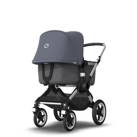 Then replace the interchangeable sun canopy of your stroller with one of these amazing colours. Bugaboo Fox steel blue sun canopy, grey melange fabrics ...