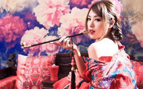 48020 a beautiful asian girl smoking a pipe rare gallery hd wallpapers