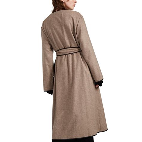 The Row Helga Leather Trimmed Cashmere Wrap Coat In Gray Lyst