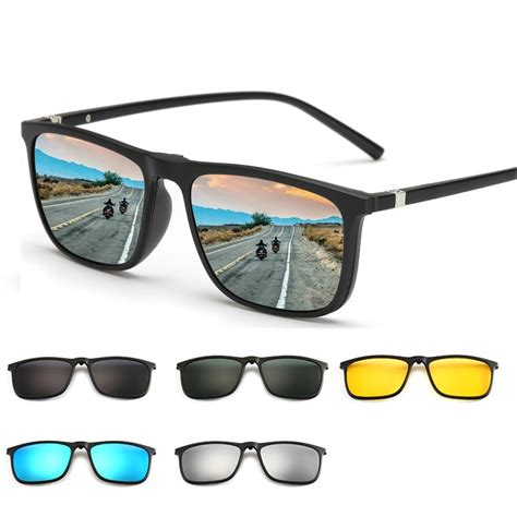 Magnetic Pcs Polarized Clip On Sunglasses Tr Frame For Night Driving