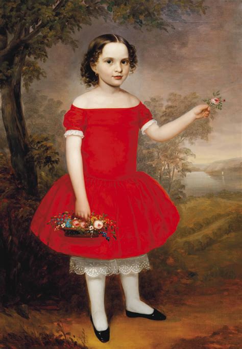 American School 19th Century Portrait Of A Young Girl Full Length
