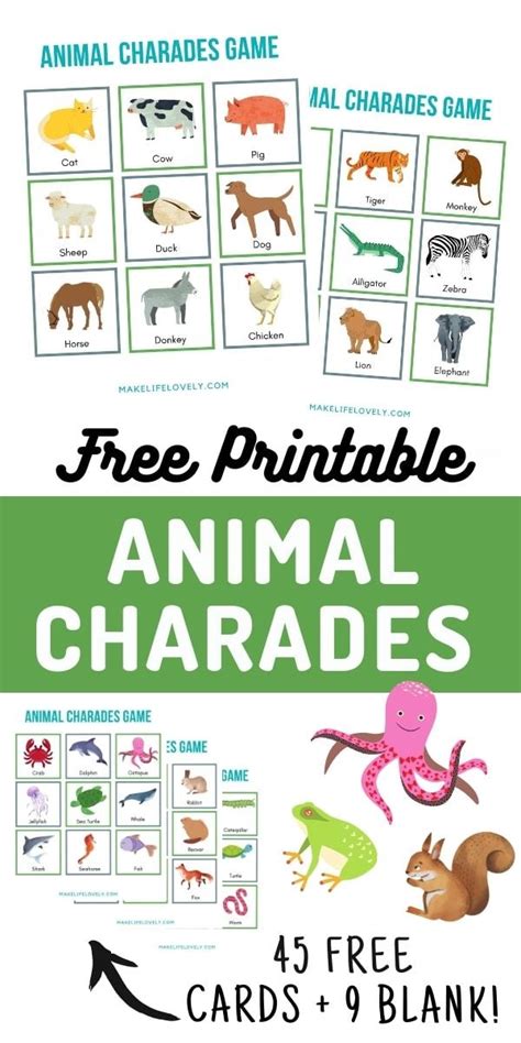 45 Free Printable Animal Charades Cards All Ages Make Life Lovely
