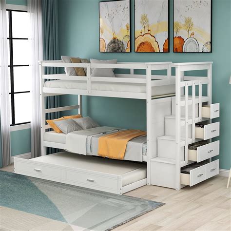 Topcobe Solid Wood Bunk Beds For Kids Hardwood Twin Over Twin Bunk Bed
