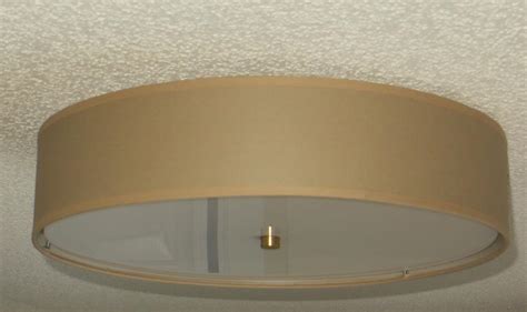 Flush Mount Linen Drum Shade Light Fixture St Lighting Llc