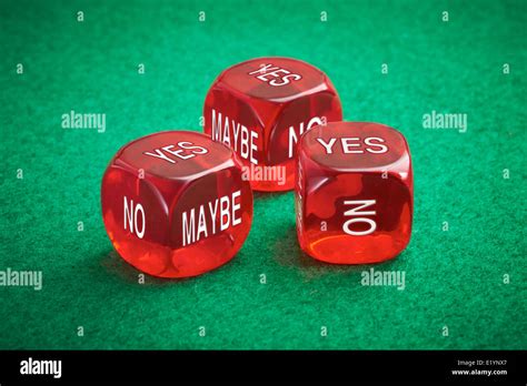 Chance Concept Three Red Dice On A Green Felt Background Stock Photo