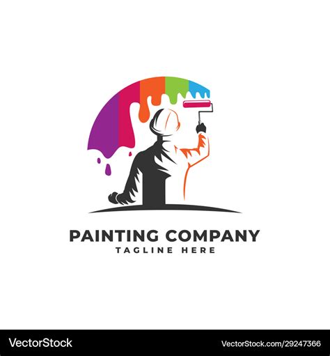 Painting With Rainbow Color Logo Icon Royalty Free Vector