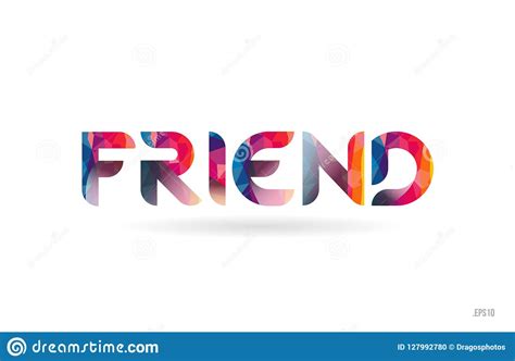 Friend Colored Rainbow Word Text Suitable For Logo Design Stock Vector