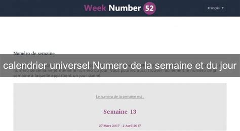Calendrier Universel Numero De La Semaine Et Du Jour World Wide Web Et