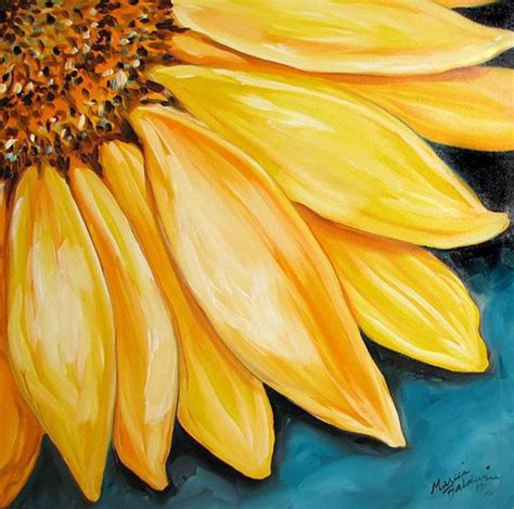 Yellow Sunflower Caring Par Marcia Baldwin Sunflower Art Simple