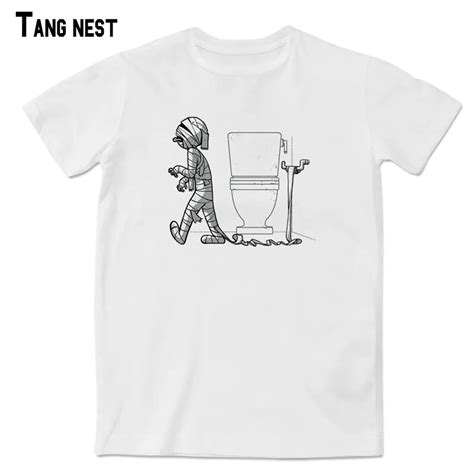 Tangnest Toilet Mummy Design Printed T Shirt For Man New Fashion O Neck Comfortable T Shirt Slim