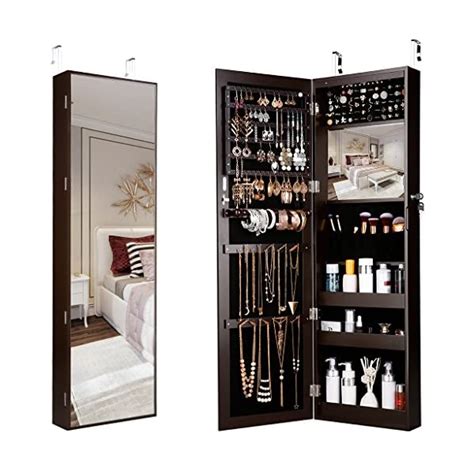 Langria Jewelry Cabinet Organizer With Full Length Mirror 10 Leds