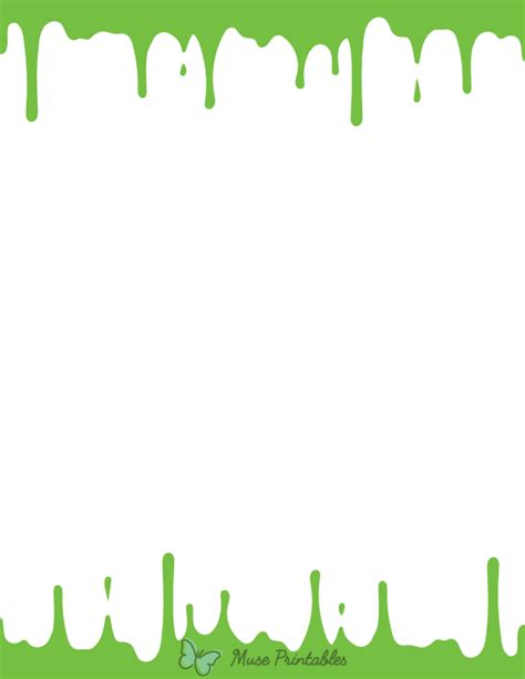 Printable Green Dripping Paint Page Border
