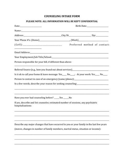 Counseling Intake Form Fill Out Sign Online And Download Pdf
