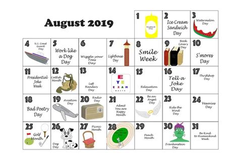 July 2020 Quirky Holidays And Unusual Celebrations Calendar — Stock