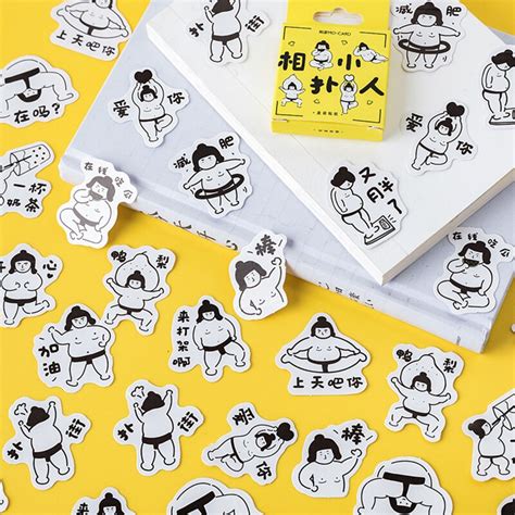 46 pcs japanese sumo sticker people adhesive paper sticker decoration diy handmade t card