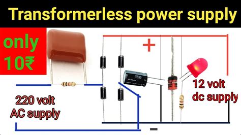 Transformerless 12 Volt Battery Charging Circuit How To Make 12v Transformerless Dc Power