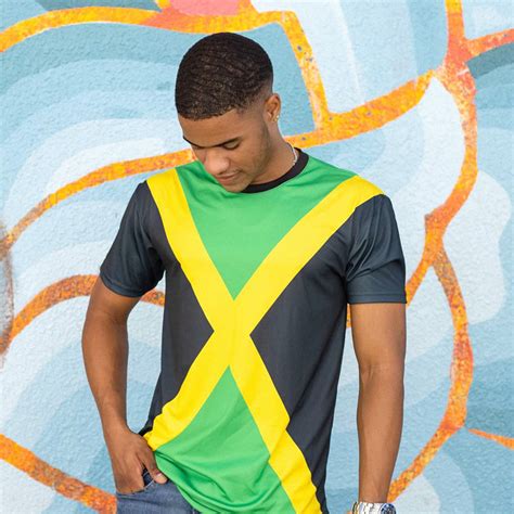 Mens Performance Jamaica Flag All Over Printed Tee Sun Island