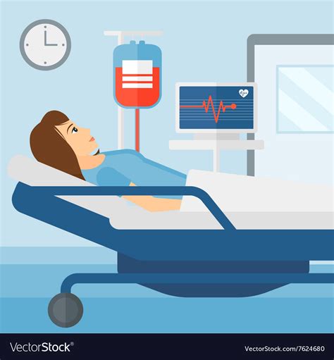 Patient Lying In Hospital Bed Royalty Free Vector Image