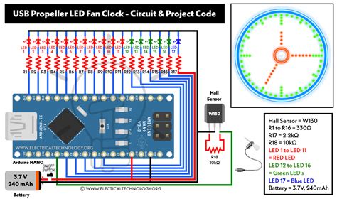 Usb Propeller Led Fan Clock Circuit Diagram And Project Code