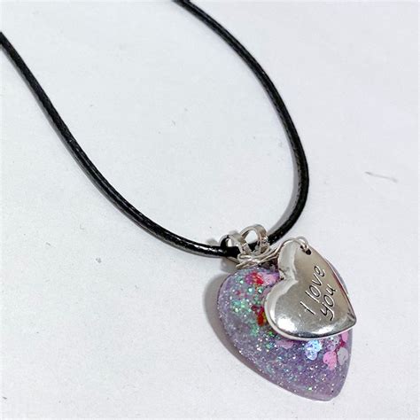 I Love You Purple Heart Pendant Necklace Etsy