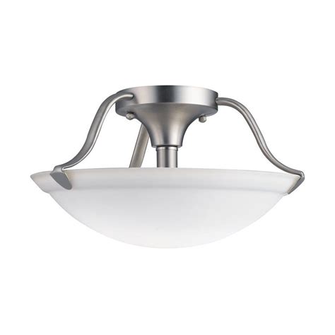 Kichler 135 In W Brushed Nickel Etched Glass Semi Flush Mount Light