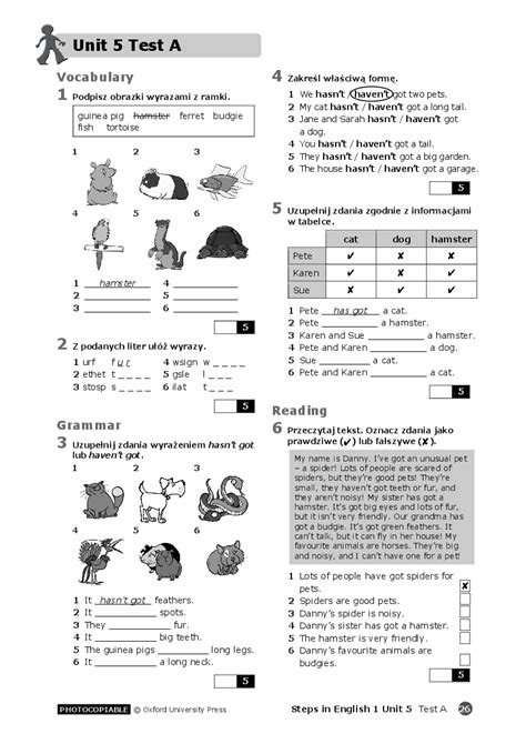 Steps in English 1 Unit 5 Test A - Pobierz pdf z Docer.pl