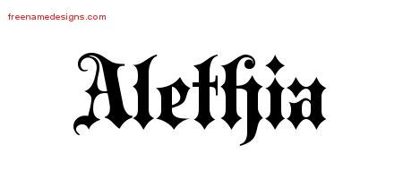 Old English Name Tattoo Designs Alethia Free Free Name Designs