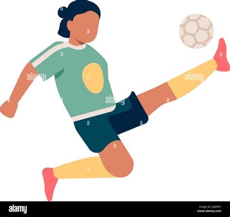 Soccer Volley Player Jump And Hit Ball In Air Stock Vector Image And Art Alamy