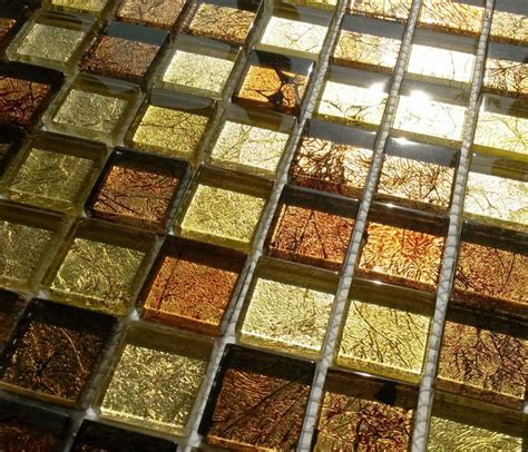 Copper Gold Brown Red Foil Backed Square Mosaic Tiles 8mm