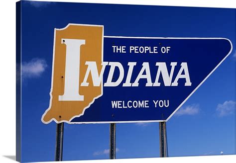 The People Of Indiana Welcome You State Sign Wall Art Canvas Prints