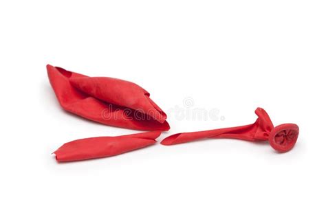 Popped Red Balloon Isolated On White Stock Photo Image Of Latex