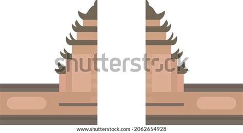 Bali Gate Pictures Illustration Art Flat Stock Vector Royalty Free
