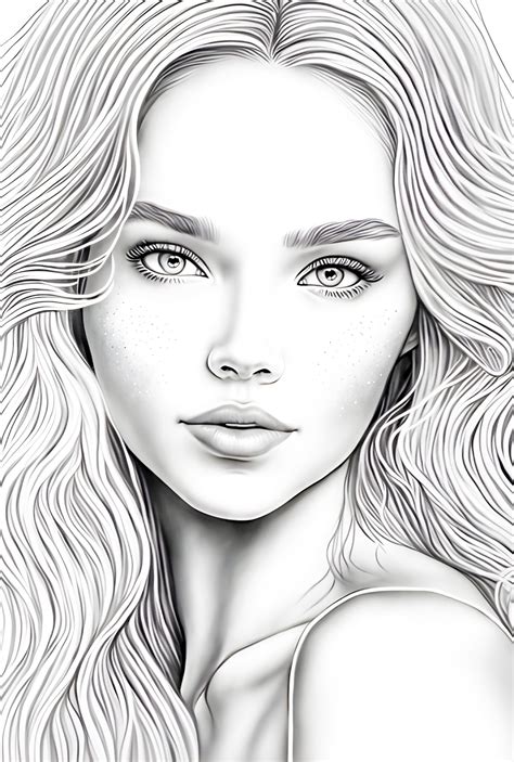 Drawing Of A Girl Coloring Page For Adults Зумипик