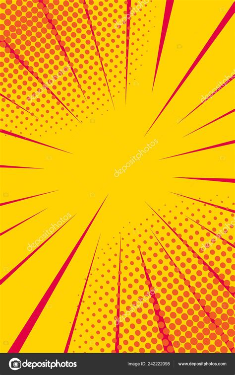 Pop Art Retro Comic Yellow Background Lightning Blast Halftone Dots