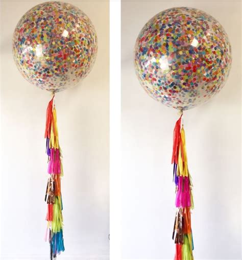 3ft Rainbow Confetti Balloon With Tassels Attached Balloons Send