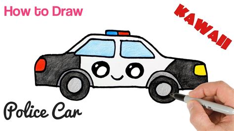 Kids Easy Police Car Drawing Police Coloring Cars Mustang Drawing