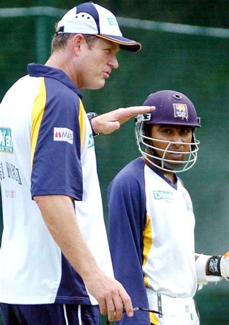 Tom Moody And Mahela Jayawardene In Discussion During Practice