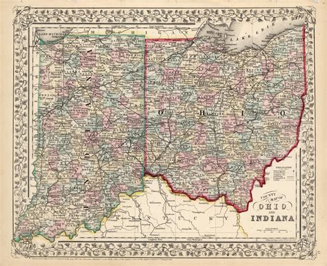 County Map Of Ohio And Indiana Art Source International