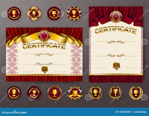 Set Of Elegant Templates Of Certificate Diploma Stock Vector