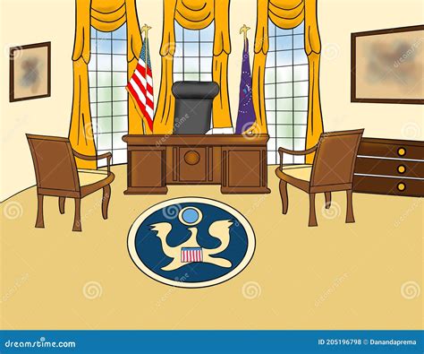 A Cartoon Illustration Of The Oval Office Stock Illustration
