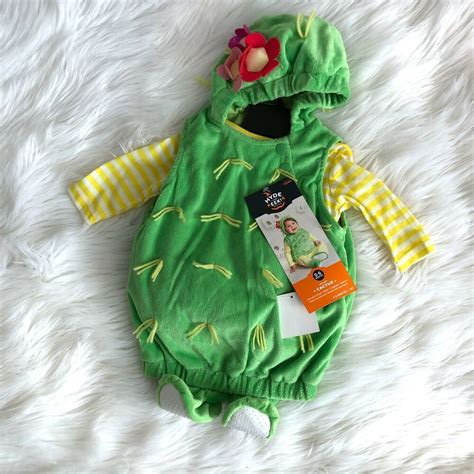 Hyde And Eek Infant Cactus Costume Set Green Yellow Striped Floral Hood